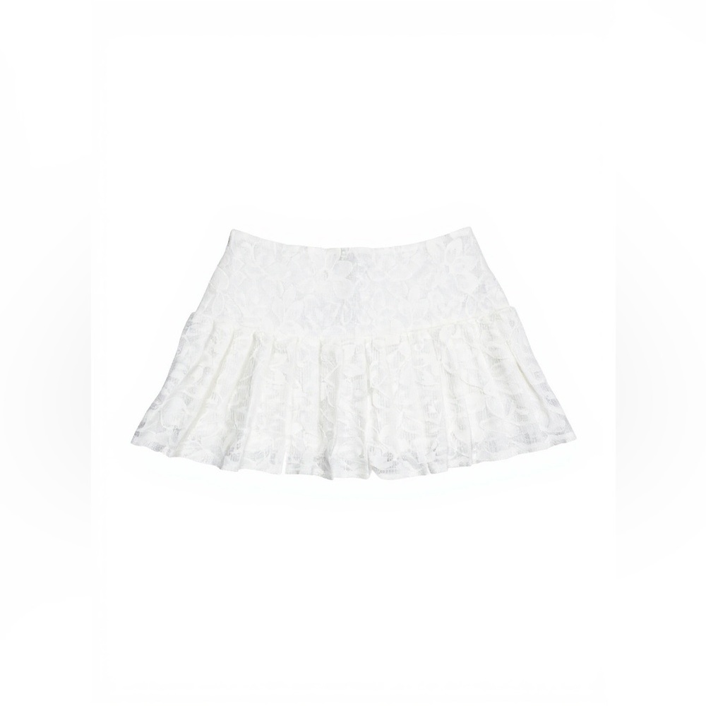 PrettyLittleThing White Lace Pleated Mini Skirt‎ Size 12 NEW